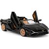 imtfzct 1/32 Lamborghini Sian Roadster in lega modello auto, porta la funzione di trazione suono e luce giocattolo auto, adatto per la collezione di modelli, regali per bambini (nero)