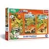 Trefl - Puzzle 3in1: The Treflik Family, I Treflik nel mondo dei dinosauri - 3 x 80 Pezzi, Set di Tre Puzzle per Bambini dai 5 anni