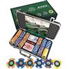 Bullets Playing Cards, Valigetta da poker Richie, Set da poker con 300 chip da poker in ceramica con valori stampati, con pulsante in ceramica, confezione doppia di carte da poker