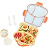 VINATO Portapranzo per Bambini con 4 Scomparti 900ML, Lunch Box BPA Free, Schiscetta Pranzo con Posate, Ideale per Scuola, Asilo e Picnic - Blu