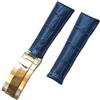 BrightBulb Cinturino per Orologio Cinturino da Uomo in Pelle di Coccodrillo Accessori per Orologio Cinturino per Orologio per Rolex SUBMARINER Yacht-Master DAYTONA G/M/T-Fibbia blu + oro
