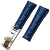 BrightBulb Cinturino per Orologio Cinturino da Uomo in Pelle di Coccodrillo Accessori per Orologio Cinturino per Orologio per Rolex SUBMARINER Yacht-Master DAYTONA G/M/T-Fibbia blu + argento