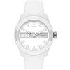 Diesel Orologio Double Up da uomo, movimento a tre lancette, cassa in nylon bianco da 43 mm con cinturino in silicone, DZ1981