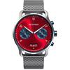 DeTomaso SORPASSO MACCHINA Silver Rosso Orologio da polso da uomo analogico al quarzo maglia milanese argento, argento, Bracciale