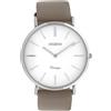 Oozoo Orologio da donna vintage con cinturino in pelle piatta 40 mm bianco/tortora C20076, argento/bianco, cinghia