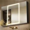 KWW 100x70cm Armadietto da bagno in alluminio a muro con specchio e luce a LED