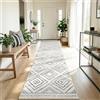 DEFYNEE Tappeto passatoia corridoio 60x180 cm, antiscivolo, pelo corto, lavabile, pieghevole, design boho, bianco e nero