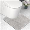 wyewye Tappetino da bagno in microfibra, tappetino per WC, tappetino da bagno super spesso da 2 cm, tappetino da bagno super assorbente 50x50 cm a forma di U, grigio chiaro
