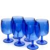 Yalin Set di 6 calici infrangibili in acrilico da 350 ml, bicchieri per vino e acqua impilabili. (Blu, 350 ml)