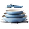 Redchef Set di Padelle da 6 pezzi con Manico Rimovibile, Padella in Ceramica con Antiaderente in Granito, Adatto All'Induzione, Padella 20, 24, 28 cm, Salvaspazio, Senza Ptfe & Pfoa & Pfas, Blu
