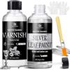 DecorRom Pittura Argentata Liquida 200ml - Kit Effetto Foglia Argento Super Lucido e Rapido Asciugante - Finitura a Specchio con Vernice - Atossica, Impermeabile per Mobili, Legno, Artigianato, Resina, DIY