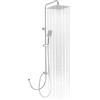 OFFO Set Doccia Saliscendi con 20x20cmSoffione Grande, Doccetta Colonna Doccia e Asta Regolabile, Tubo Acciaio 1,6m Antitorsione, Cromo