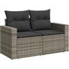 vidaXL Divano da Giardino con Cuscini 2 Posti Grigio in Polyrattan