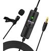 KOSDFOGE Professional Lav-S8 Lavalier Microphone Noise Reduction 360° Sound Pickup Long Cable for DSLR Camera Smartphone PC Video Recording Interview Online Vlogging