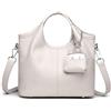 Makukke Borsa da donna in vera pelle, piccola borsa a tracolla in pelle, elegante borsa a tracolla da donna, per uso quotidiano e ufficio (Beige)