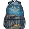 JUMBEAR Van Gogh Starry Night Over The Rhone2 - Zaino per bambini, per laptop, viaggi, scuola media, studenti, in tela, leggero, da lavoro, impermeabile, per donne e uomini, A