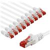 goobay 65986 - Cavo di rete CAT6 in set/cavo patch schermato S/FTP/CU Ethernet, PiMF, LSZH/Cat 6 da 10 Gbit/bianco/10 x 1 m