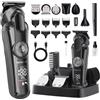 PORTENTUM Tagliacapelli uomo professionale LED - Set da 21 pezzi - Macchinetta per capelli e corpo di precisione - Rasoio elettrico barba - 6 Testine - 7 Pettini - USB-C - Base Organizzatore Compatta