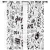 Cinbloo Tende oscuranti per bambini, 73 x 160 cm (larghezza x lunghezza), colore bianco e nero, decorazione per camera da letto, tema gamer, tema anni '90, con stampa artistica alla moda, per
