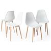 FurnitureR Set di 4 sedie da pranzo scandinave, in materiale PP, gambe in metallo colorato, impermeabile e facile da pulire, adatto per sala da pranzo, soggiorno, cucina, bianco