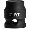 Capri Tools Bussola Stubby Impact da 10 mm, attacco da 3/8, 6 punti, metrico