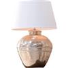 LOBERON® Lampada da tavolo Madison, ottone, cotone, A/Ø ca. 58/30 cm, crema/argento antico