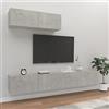 DJEKA 3pz Parete Attrezzata Soggiorno Mobili TV Soggiorno Moderni Sospesi Set di Mobili Porta TV in Legno Multistrato Grigio Cemento