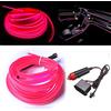 Balabaxer El Wire - Striscia LED per interni auto, 5 m, 12 V, con protezione fusibile, decorazione per interni auto, con bordo cucito da 6 mm, colore: rosa