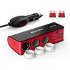 BESTEK Caricatore per Auto 200W, Accendisigari per Auto 12v / 24v con 4 Porte USB 9.6A & 3 Prese Accendisigari Display a LED per Smartphone Tablet