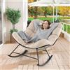 GIANTEX Sedia a Dondolo Oversize, Sedia a Dondolo da Esterno a Forma di Uovo con Cuscino Spesso, Poltrona dondolo esterno/Interno, Carico 205 kg, per Soggiorno, Giardino, Terrazza(Beige)