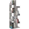 Keketa Libreria - Scaffale da appoggio a forma di albero, espositore per libri, scaffale per soggiorno, camera da letto, casa, ufficio, 48 x 25,5 x 140 cm, in legno grigio cemento