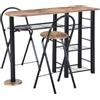 Liink1Ga Tavolo da bar con sgabello da bar per 2 persone, tavolo da bar con spazio di archiviazione e 2 sgabelli da bar, pieghevole, set da cucina, piccolo tavolo con 2 sedie, 110 x 40 x 80 cm,