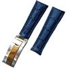 BrightBulb Cinturino per Orologio Cinturino da Uomo in Pelle di Coccodrillo Accessori per Orologio Cinturino per Orologio per Rolex SUBMARINER Yacht-Master DAYTONA G/M/T-Fibbia in oro blu + argento