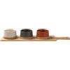 GUSTO CASA - Antipastiera con 3 Ciotole in Ceramica e Base in Bamboo Linea Terranostra 48x12 cm