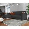 Dmora - Divano Letto con penisola Angel, Divano ad Angolo Reversibile, Sofà Contenitore Moderno con Chaise Longue e 3 Cuscini, 230x153h85 cm, Antracite