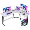 JUMMICO Scrivania Angolare, Scrivania Gaming 150x130cm - Tavolo da Gioco a L con Supporto Reversibile per lo Schermo - Versatile (gioco/lavoro/studio) - Rivestita in Carbonio - Bianco