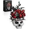 Millionspring Set di bouquet di rose rosse con vaso a forma di teschio, rose rosse artificiali, regali per lei e lui per compleanno, anniversario, San Valentino, Natale, decorazioni per la casa in stile gotico.