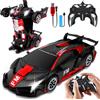 NXPZ Macchina Telecomandata Bambini, Giocattolo auto Robot Trasformabile 2 in 1, Macchina Radiocomandata con Luci LED, per Ragazzi e Ragazze 3 4 5 6 7 8 9 10 11 12 Anni (Rosso)