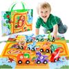 Anginne Giochi Bambini 1 2 3 Anni, Trenino di Legno Dinosauri, con Tappetino per Riporre i Giochi, Regalo Bambino 1 Anno Maschio Gioco Bambino 1-4 Anni - Giocattoli Dinosauri per Bambini
