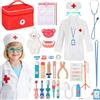 Charmofun Valigetta Dottore Bambini in Legno, 30 Pezzi Kit Dottoressa Bambina con Stetoscopio Termometro borsa da medico, Kit Medico Gioco Dottore, Regalo Performance Bambina 3 4 5 6 Anni