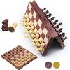 KOKOSUN Set di scacchi a scacchi, gioco da tavolo pieghevole magnetico 2 in 1, 31 x 31 cm, giocattoli educativi/regalo per bambini e adulti (set di dama di scacchi)