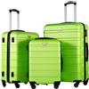 COOLIFE Set di valigie 3 pezzi per viaggi in famiglia, ABS+PC,guscio rigido