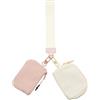 Long Keeper Mini Portafoglio Tutto Tondo Mini Portamonete Polso Donna Pochette Piccola con Cerniera per Viaggi Shopping Esecuzione Passeggiate (Beige & Rosa)