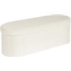 PINPLUS Pouf con Contenitore, Sgabello Imbottito Pieghevole in Tessuto Bouclé, Panchetta con Vano di Rimaneggio per Camera, Soggiorno, Ingresso, 110x38x38cm, Bianco