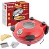 YIBAKE Forno Elettrico per Pizze, Pizza 4' Minuti, Φ 31cm Piastra Pietra Ceramica, Max 420℃ Forno Pizza con 5 livelli di cottura, inkl. Pala per Pizza, Raschietto e Ricette