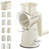 Lnopever Grattugia Formaggio Rotativa Manuale, Grattugia Verdure con 10 Lame di Tamburo,Grattugia Manuale a Tamburo,Grattuggia Tritaghiaccio per Formaggio Ghiaccio Dado Cetriolo Carota Cavolo, Bianco