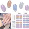 DUKASOU Unghie Gel Adesive UV - 28 Pcs Smalto Adesivo per Unghie Adesivi Unghie Gel Nail Stickers Full Wraps Lampada LED Adesivi per Unghie in Gel per Donne Ragazze Curati Con Lima per Unghie e Stick