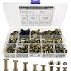 SHUIYUE 150 Set Di Viti Chicago Per Rilegatura,Kit Di Rivetti A Vite, 4/5/6/8/10/12/15/18mm Bottoni Per Artigianato In Pelle Fai Da Te Per La Riparazione Di Borse, Artigianato, Collare, Cintura(Bronzo)