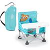 Bright Starts, Rialzo per sedia portatile Pop 'N Sit alla ricerca di Nemo di Disney, per uso interno/esterno, sedile da pavimento con vassoio, verde chiaro, 6 mesi-3 anni
