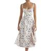 UoQo Abito estivo da donna, senza maniche, linea ad A, corsetto, estivo, per casual, per ospiti di nozze, vacanze, spiaggia, Stampa floreale blu, L